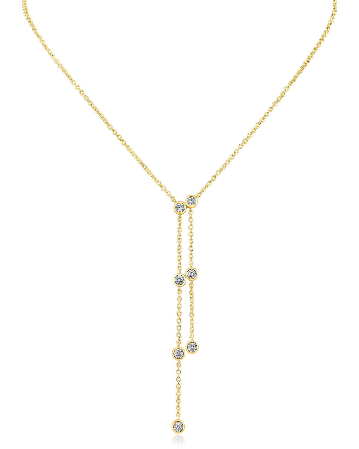 Round Bezel Double Y-Necklace - The GlamBox Jewels Boutique