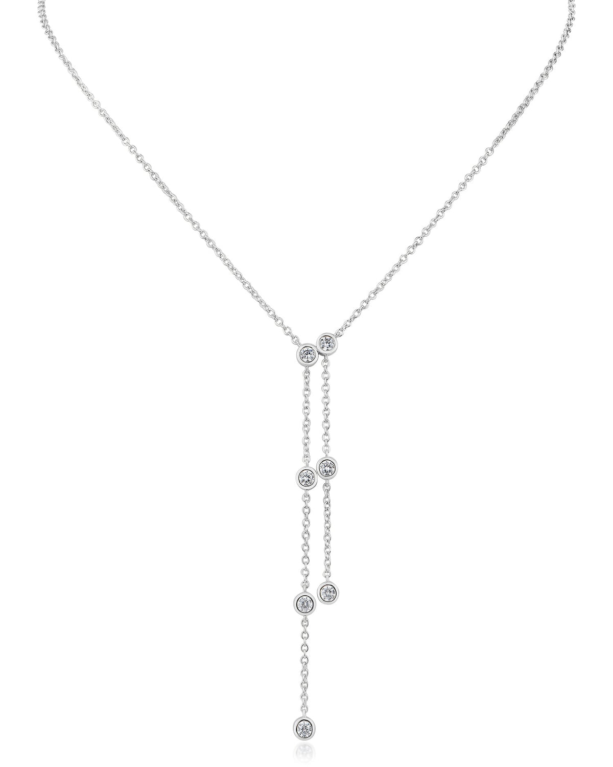 Round Bezel Double Y-Necklace - The GlamBox Jewels Boutique
