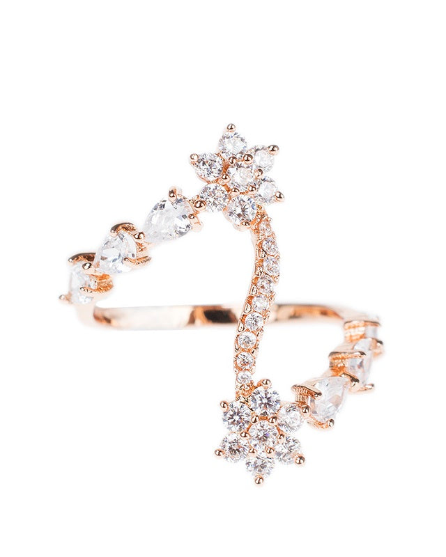 CZ Floral Design Ring - The GlamBox Jewels Boutique