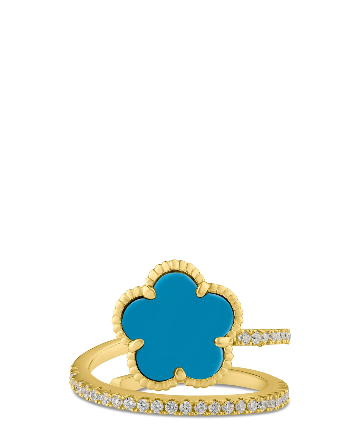 CZ and Clover Wrap Ring - The GlamBox Jewels Boutique