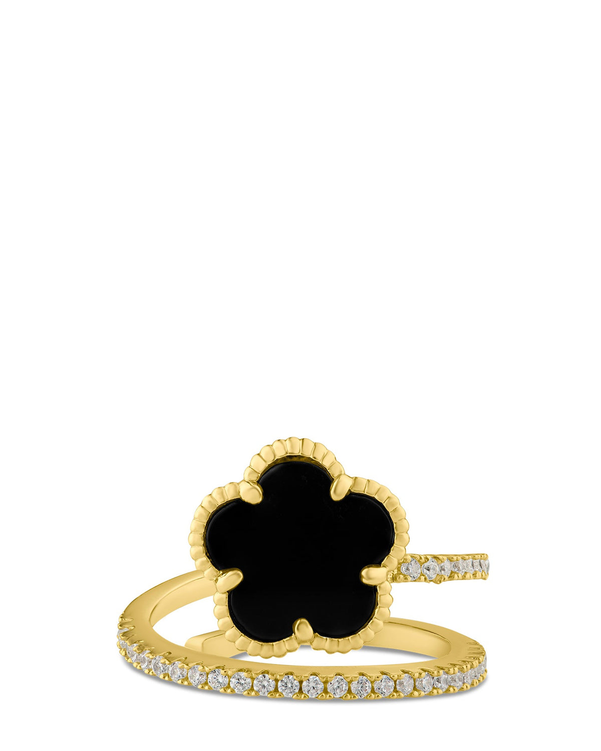 CZ and Clover Wrap Ring - The GlamBox Jewels Boutique