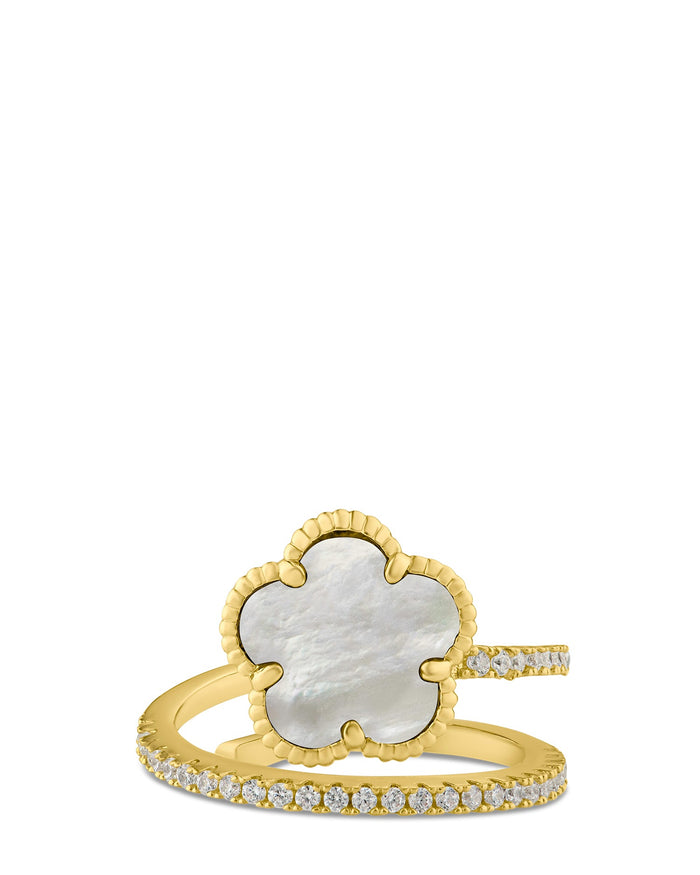 CZ and Clover Wrap Ring - The GlamBox Jewels Boutique
