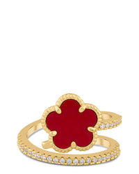 CZ and Clover Wrap Ring - The GlamBox Jewels Boutique