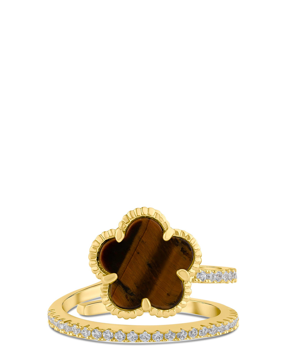 CZ and Clover Wrap Ring - The GlamBox Jewels Boutique
