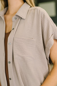 Keep Up Collared Button Down in Ash Mocha
