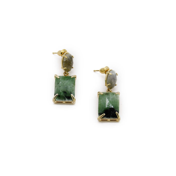 Labradorite & Jade Agate Earring