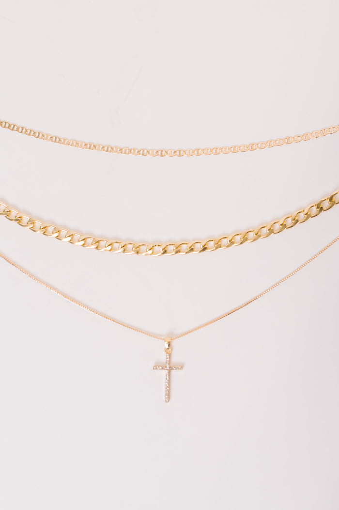 Layered Faith Necklace in Gold
