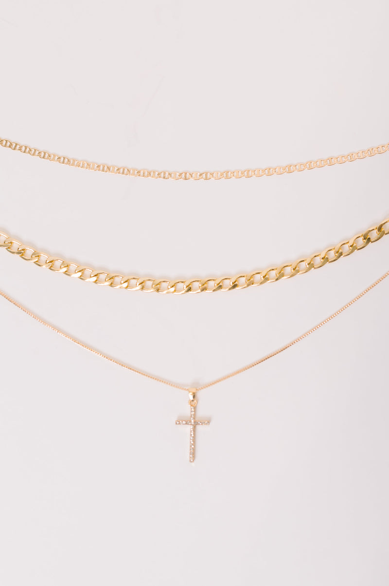 Layered Faith Necklace in Gold