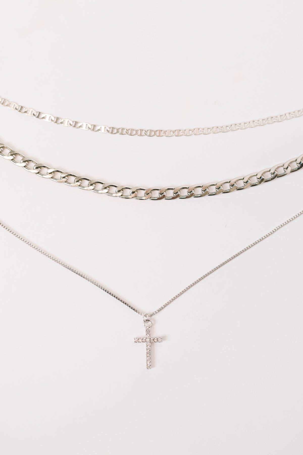 Layered Faith Necklace in Silver