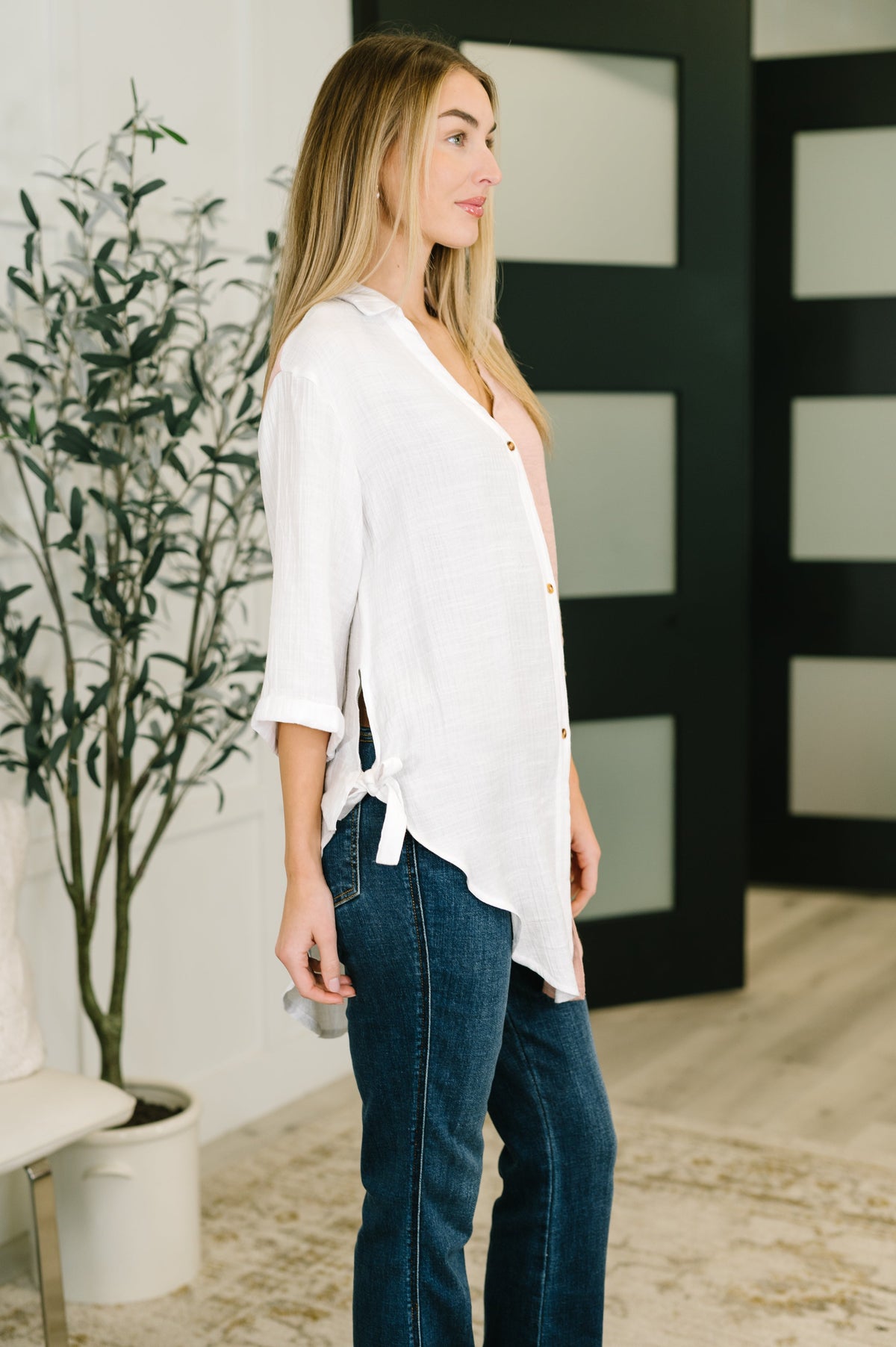 Like You Do Dual Toned Button Down - The GlamBox Jewels Boutique