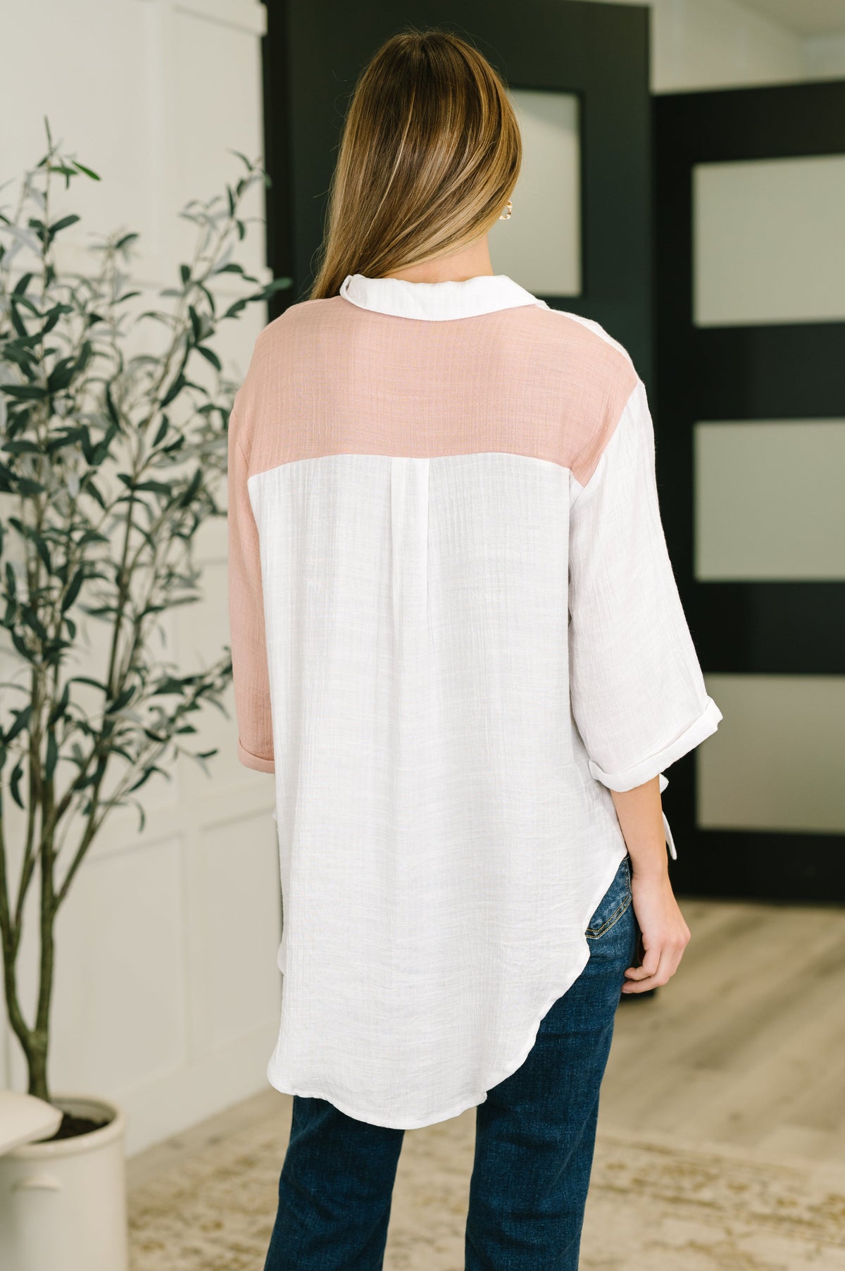 Like You Do Dual Toned Button Down - The GlamBox Jewels Boutique