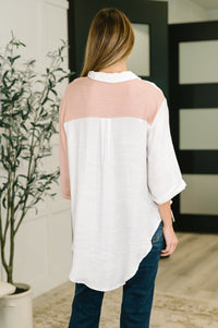 Like You Do Dual Toned Button Down - The GlamBox Jewels Boutique