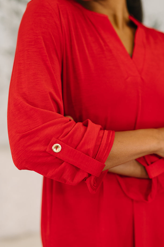 Red Lizzy Top blouse by Ave Shops, featuring a stylish design with long sleeves and a flattering fit.