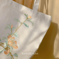 Peach Blossom Embroidery Tote Bag