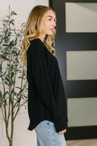 Nice to Each Other Raglan Sleeve Top in Black