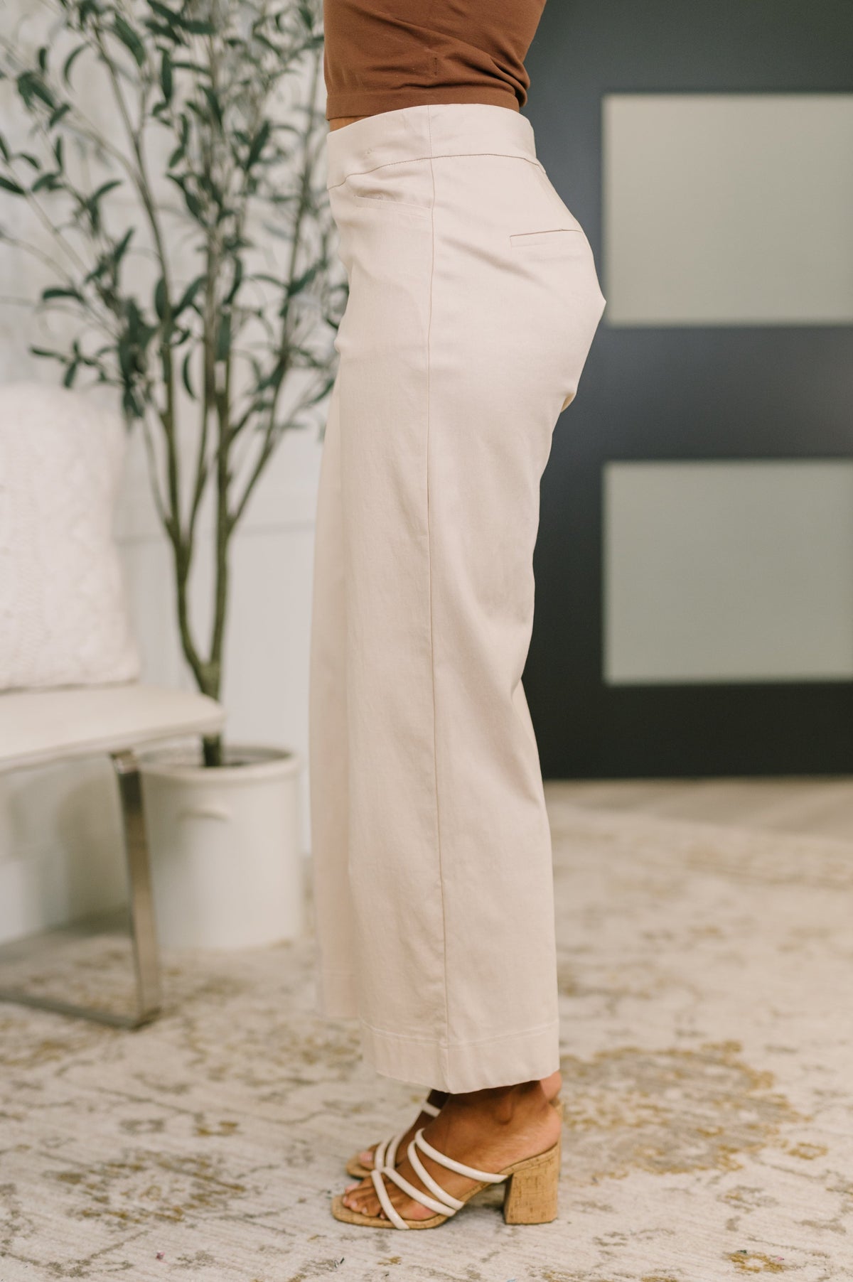 High-waisted wide-leg linen pants by Ave Shops, featuring relaxed fit and natural fabric for a comfortable, stylish look.