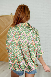 Optical Illusion Button Up Blouse