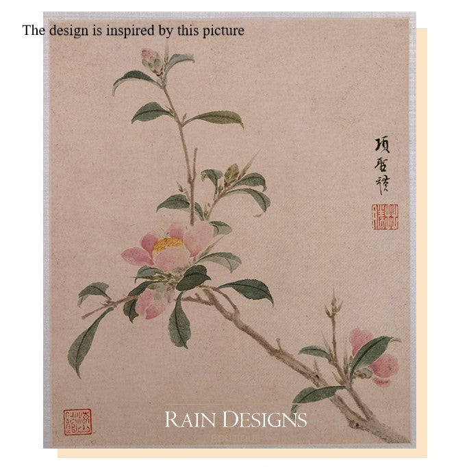 Peach Blossom Embroidery Tote Bag