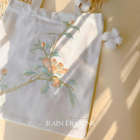 Peach Blossom Embroidery Tote Bag
