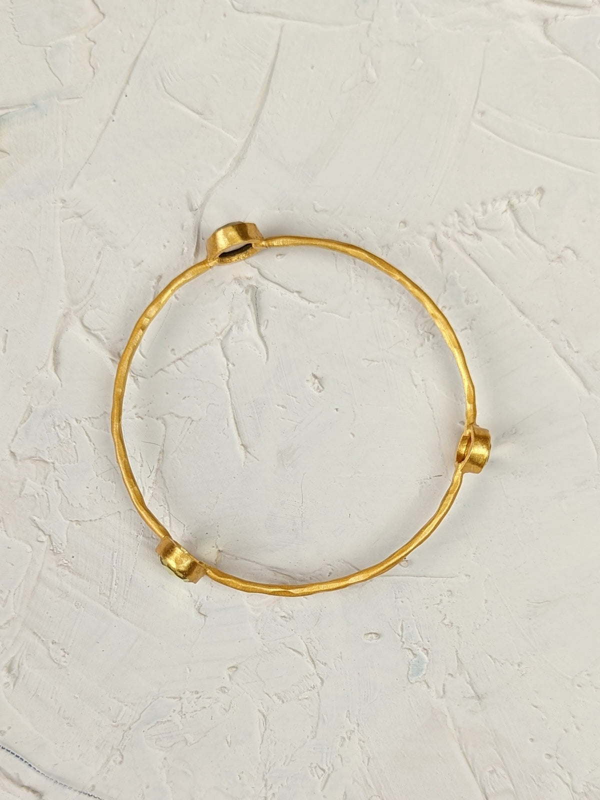 Three Gems Gold Bangle