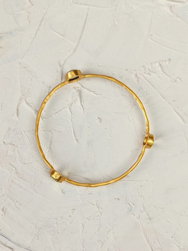 Three Gems Gold Bangle