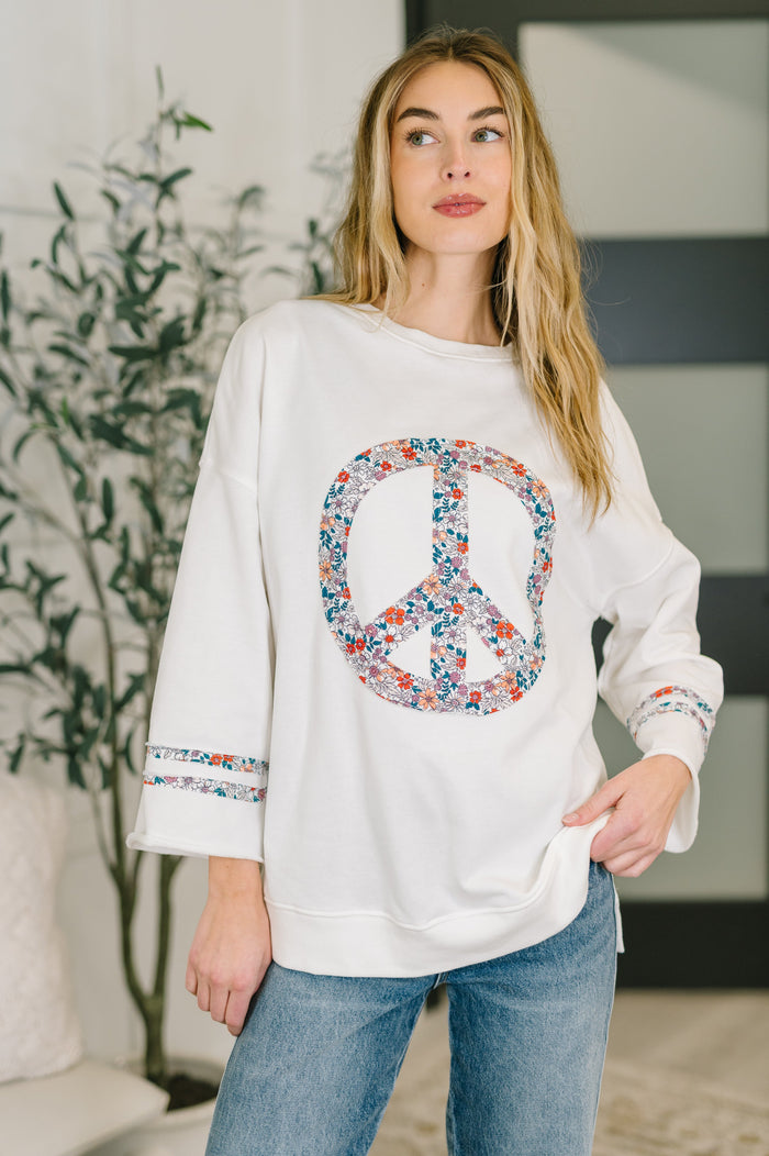 Peace, Love, and Flowers Peace Sign Top - The GlamBox Jewels Boutique