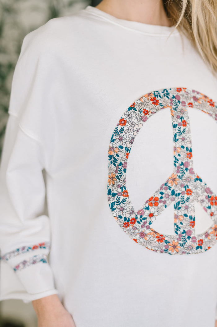 Peace, Love, and Flowers Peace Sign Top - The GlamBox Jewels Boutique