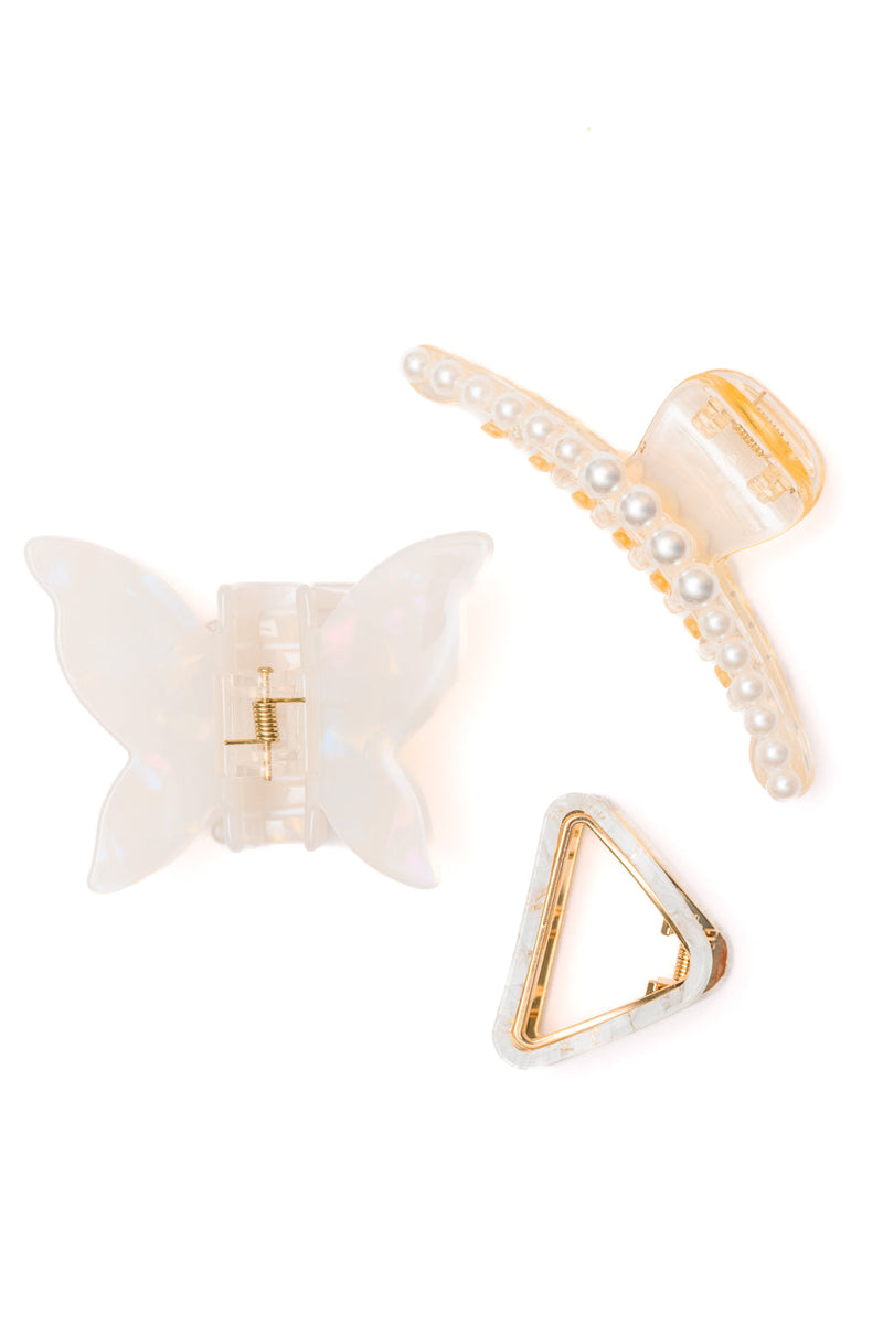 Pearl and Marble Clip Set of 3