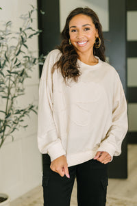 Petal Poise Floral Applique Pullover in Neutral