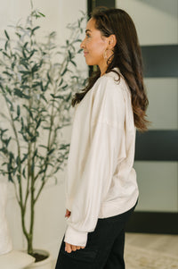 Petal Poise Floral Applique Pullover in Neutral