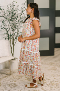 Ave Shops Precisely Me smock midi dress with relaxed fit, v-neckline, and short sleeves, perfect for casual or dressy occasions.