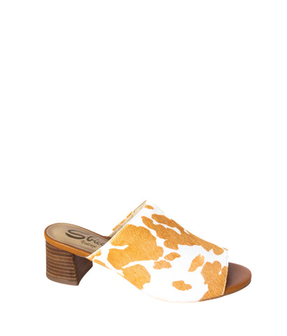 Richwood Peeptoe Tan and White Cowhide Slide