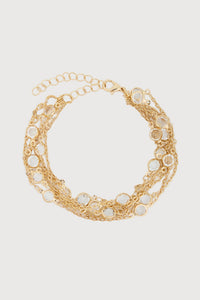 SAACHI glass multi-layer metal bracelet featuring stacked strands and intricate metal details, stylish accessory for any outfit.