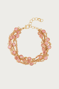 SAACHI glass multi-layer metal bracelet with intricate design and multiple glass beads, stylish jewelry accessory.