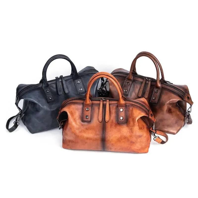 Rustic Luxury Vintage Calfskin Leather Duffle Bag