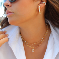 Mother of Pearl Initial Necklace Lightweight