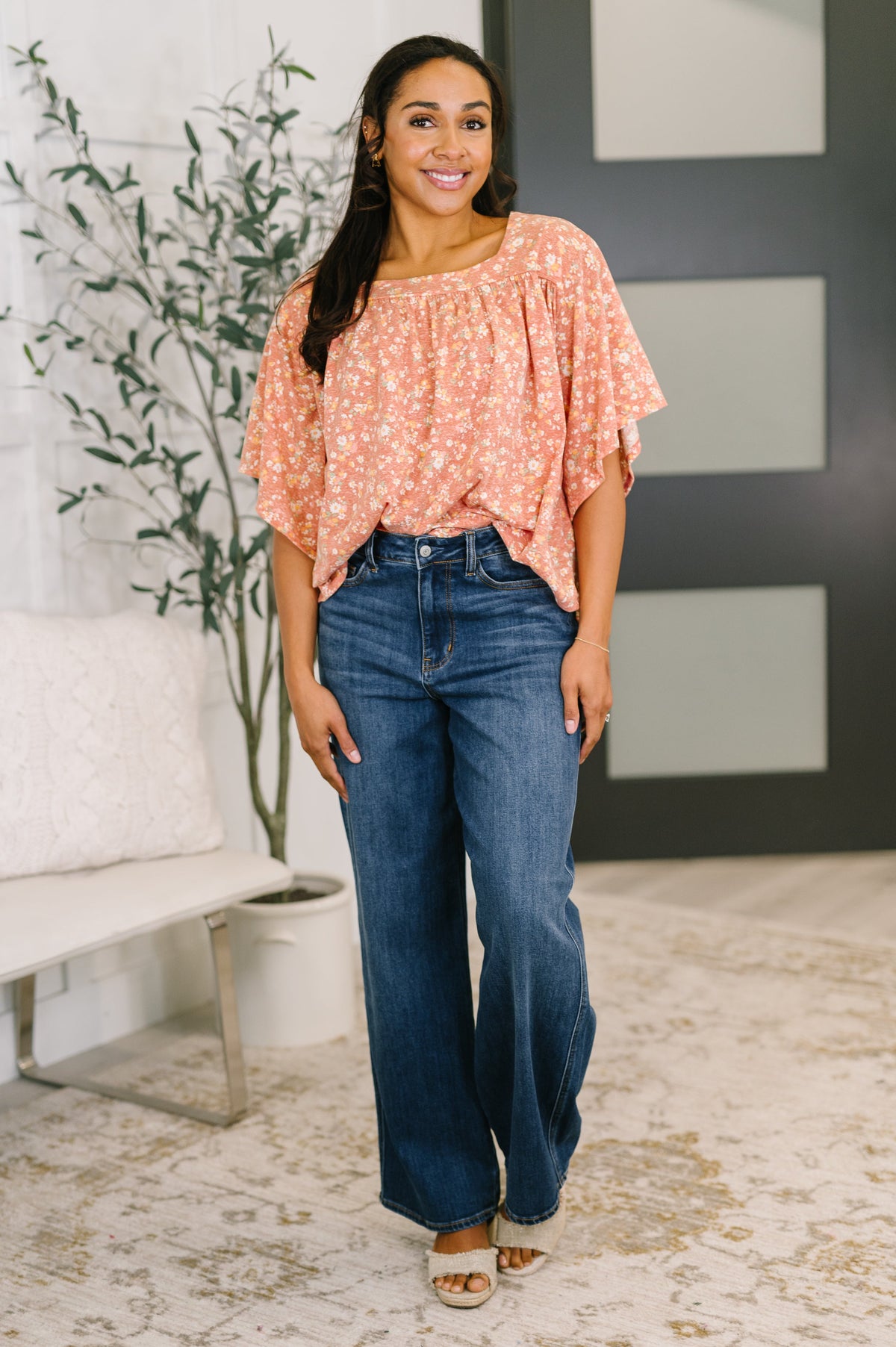 Dusty Rose Square Beck Top blouse by Ave Shops, featuring a stylish spring breeze design and relaxed fit.