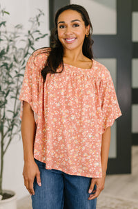 Dusty rose square-neck blouse from Ave Shops' Spring Breeze collection, featuring a stylish and comfortable design.