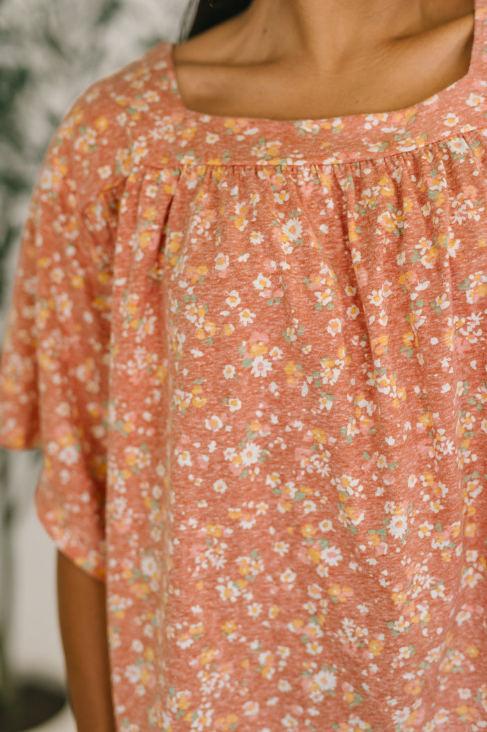 Dusty rose Square Beck top from Ave Shops, spring breeze blouse with long sleeves and relaxed fit, stylish women's shirt.