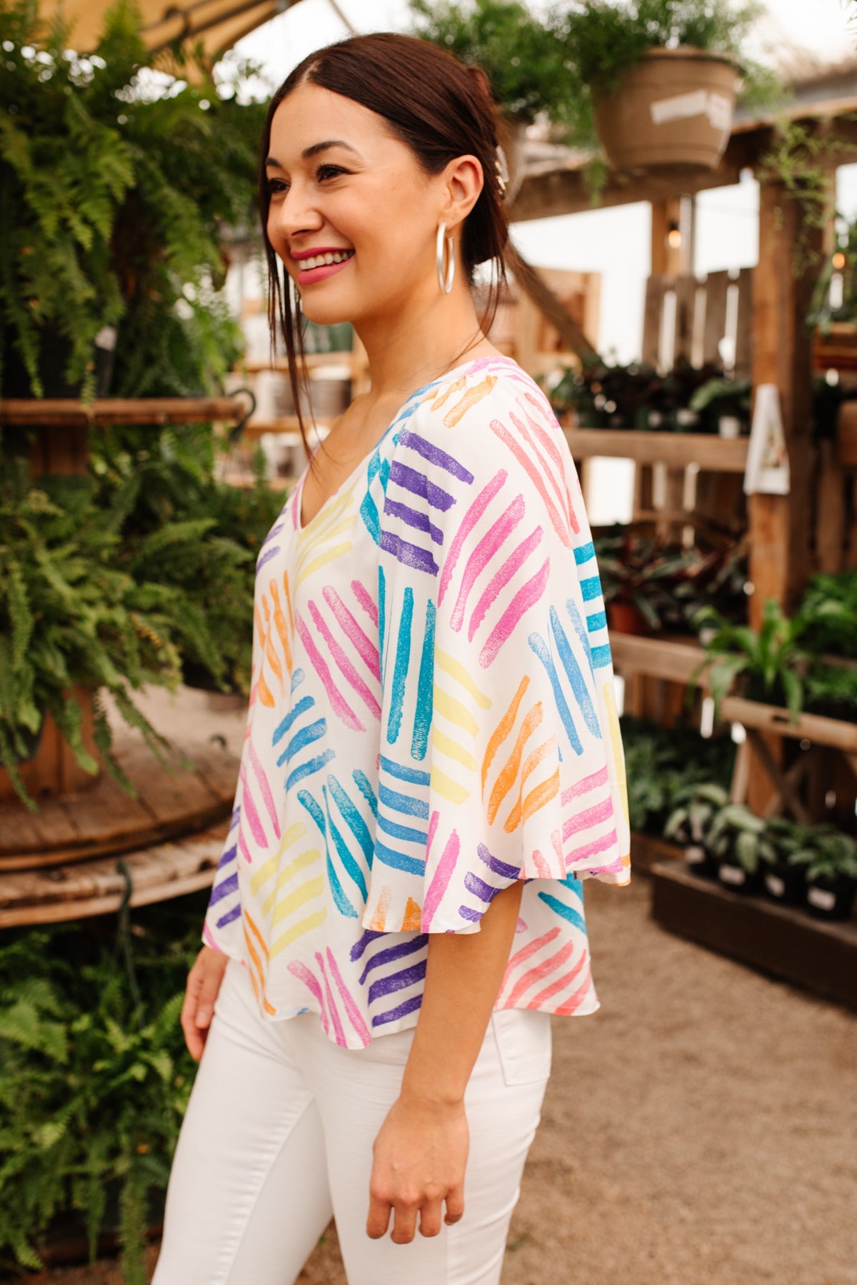 Light blue Stamped By Love top blouse from Ave Shops, featuring embroidered details and a relaxed fit.