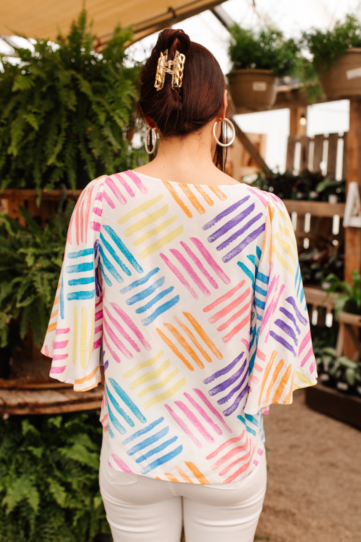 White Stamped By Love blouse from Ave Shops featuring a stylish stamped design and relaxed fit, perfect for casual or office wear.