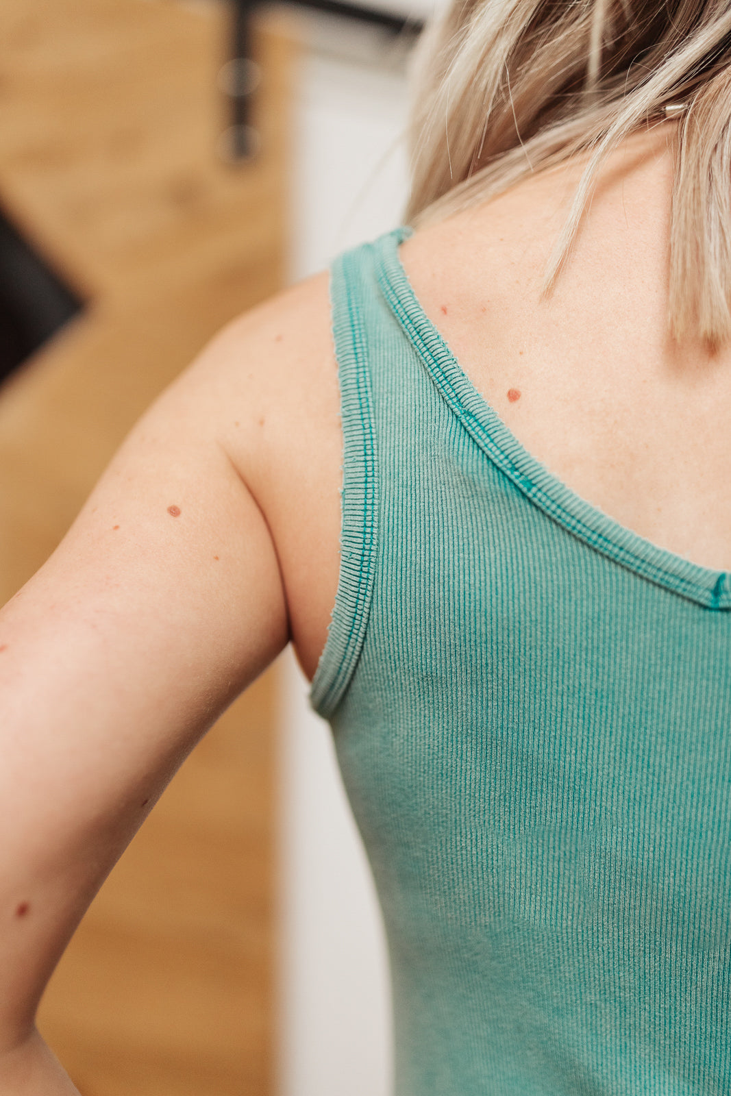 Light aqua Stay Easy tank top by Ave Shops, sleeveless blouse with a relaxed fit and soft fabric, perfect for casual wear.