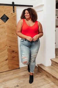 Red Stay Easy Tank top in cherry color from Ave Shops, a stylish blouse or shirt with a comfortable fit.