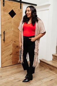 Cherry red Stay Easy Tank blouse by Ave Shops, sleeveless top with a relaxed fit, showcased on a hanger.