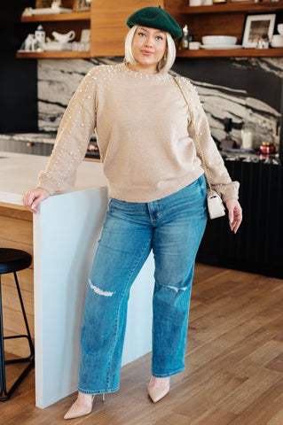 String Me Along Pearl Accent Sweater