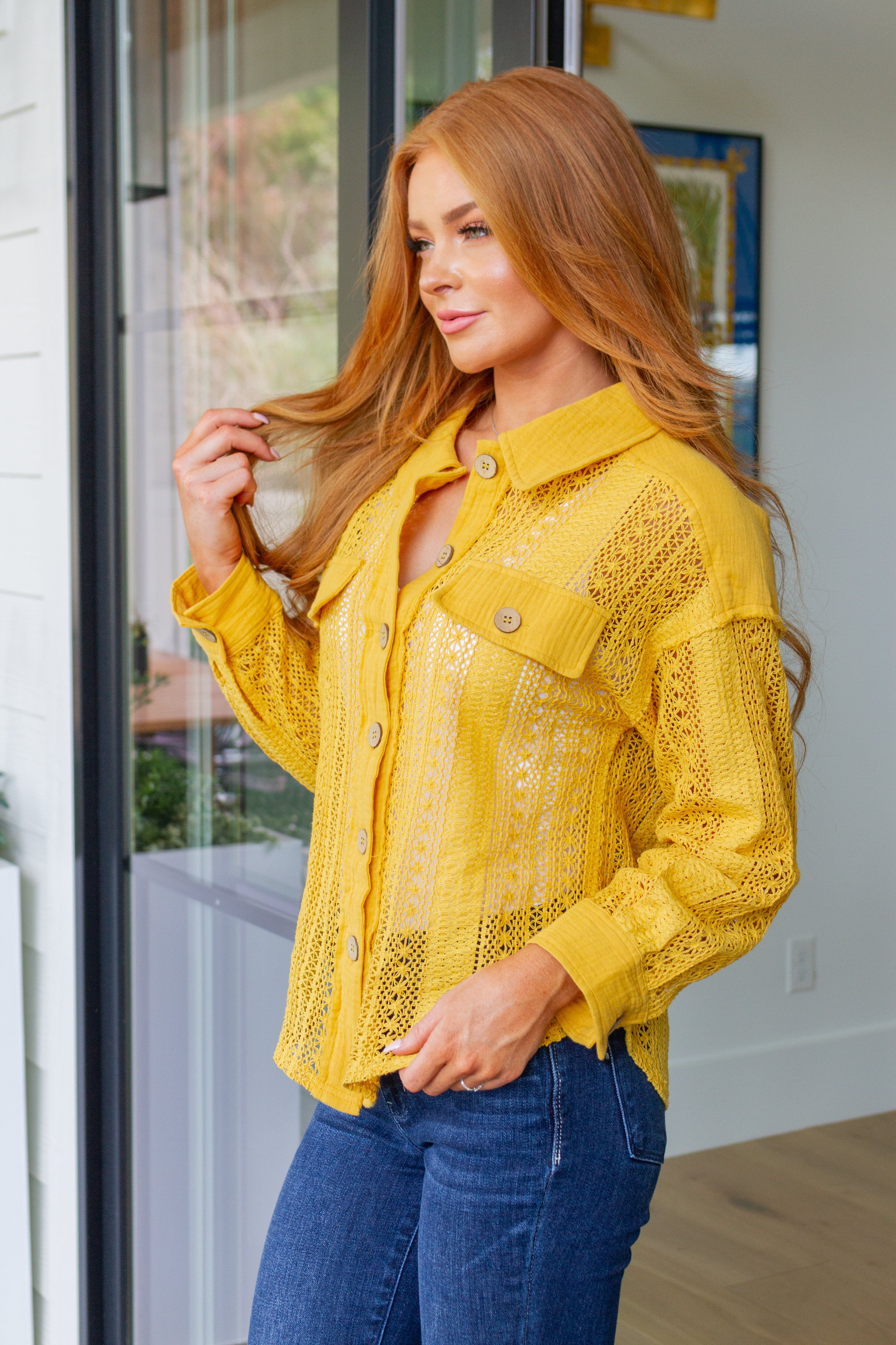 Sweeter Than Nectar Lace Button Down