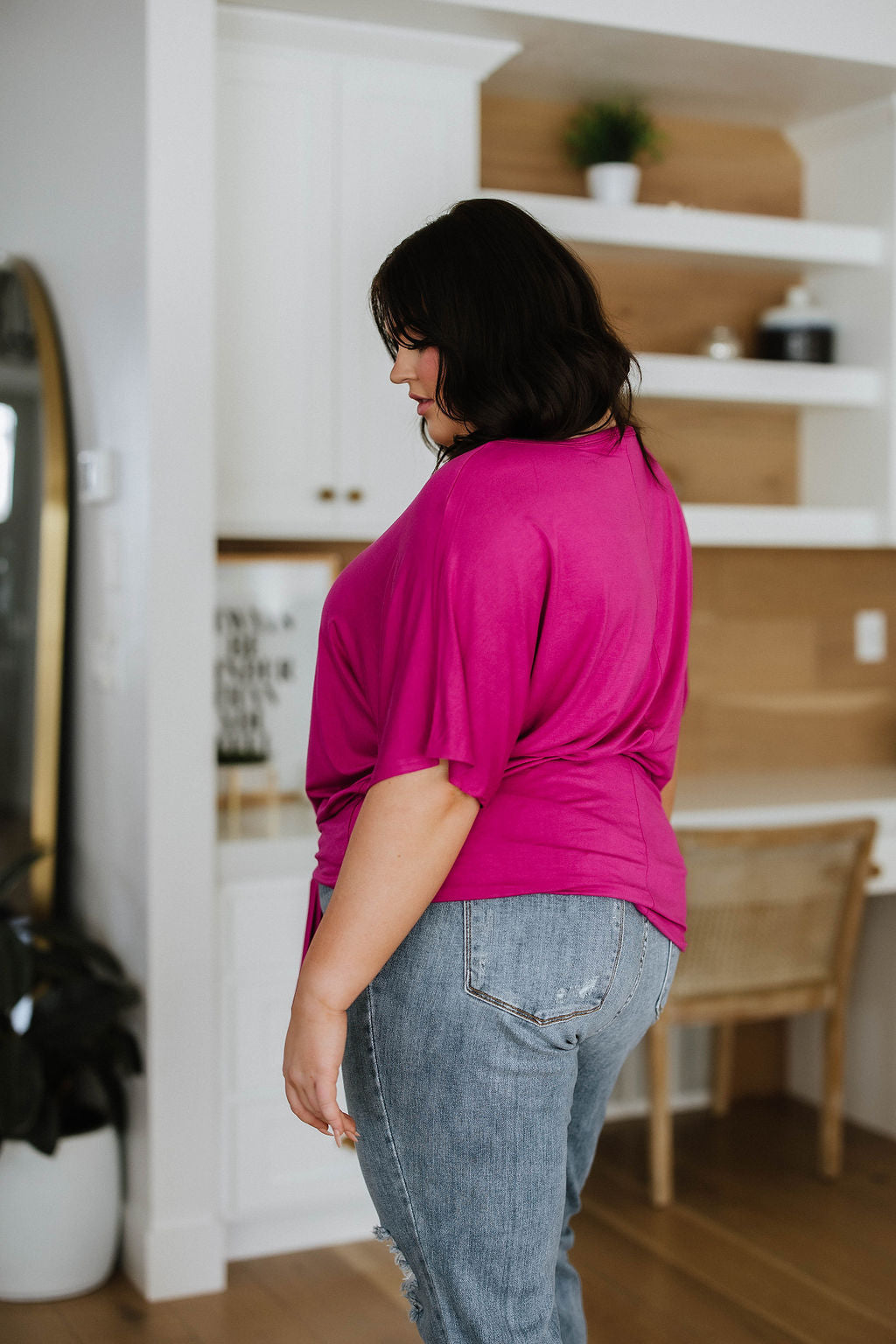 Tied Up With a Bow Top in Magenta