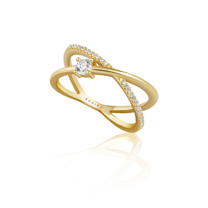 Gold Zelda ring by Sahira Jewelry Design featuring intricate detailing and a polished finish.