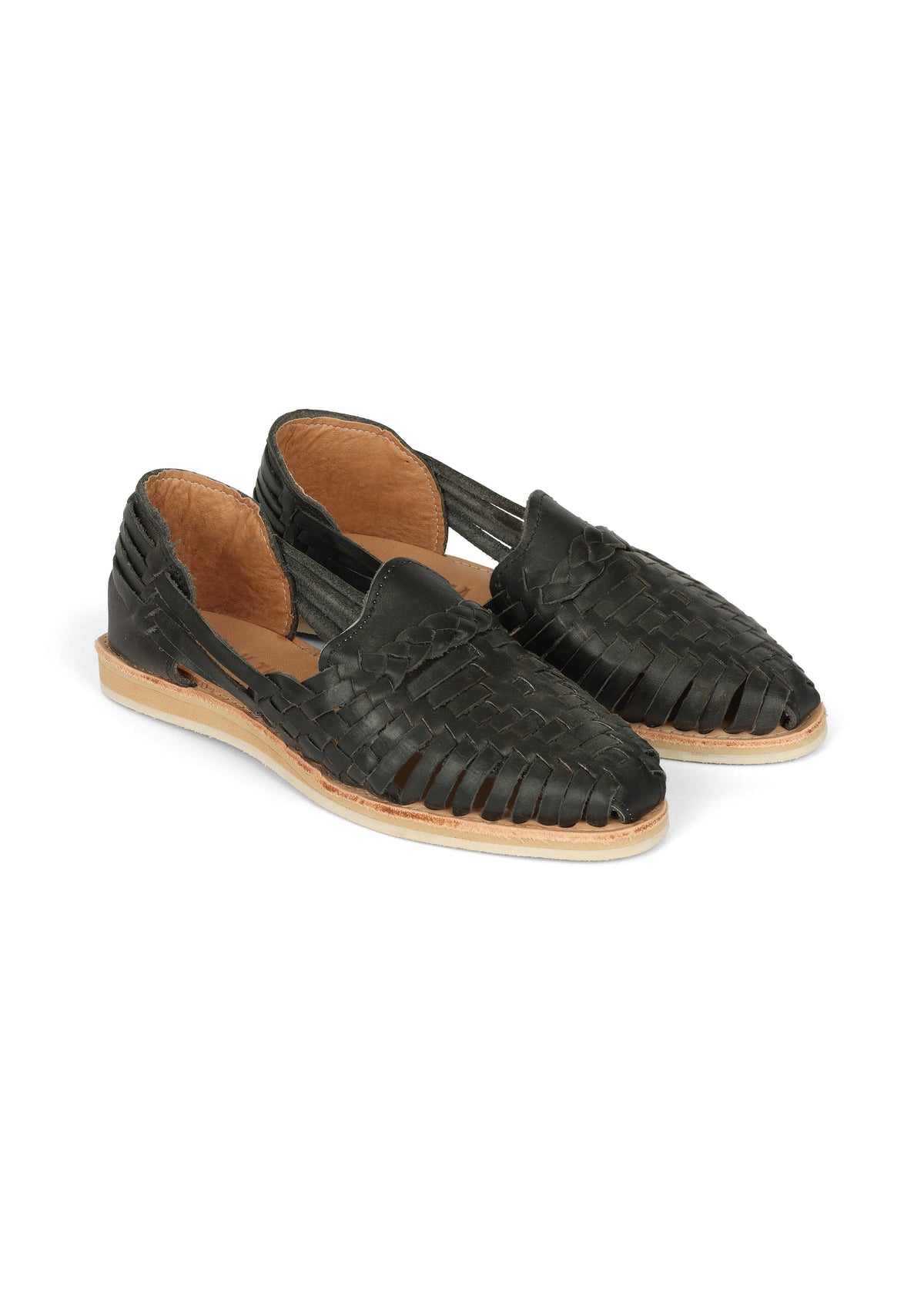 BLACK LEATHER HUARACHE