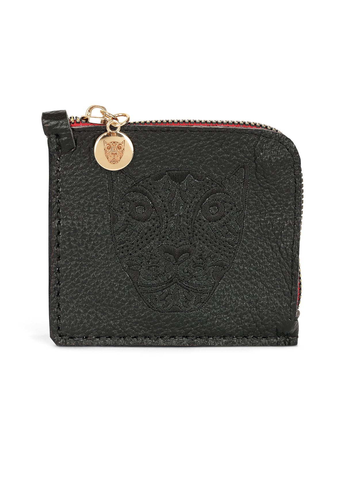 JAGUAR EMBROIDERED ZIP AROUND WALLET // BLACK